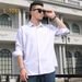 Men's Clothing Plus Size New Large Size Men's Long Sleeved Shirt Fat Guy Fat Brother Large Plus Fat Loose Casual Solid Color Slightly Elastic Shirt_viptrois.com