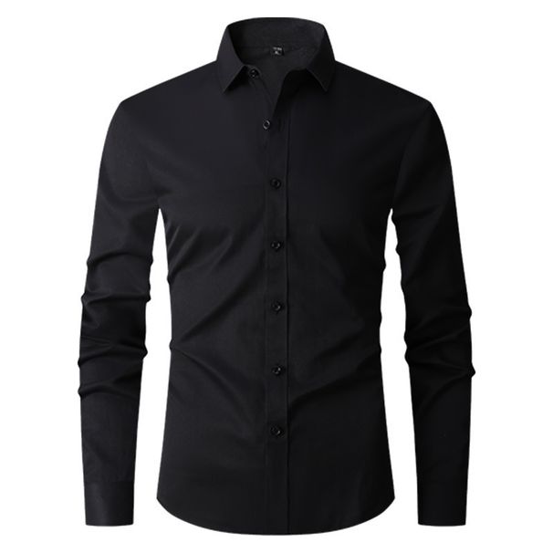 Men's Clothing Men's Slim Fit Long Sleeve Dress Shirt - Formal & Casual Solid Color Wedding Office Business Shirt - Breathable Polyester Blend_viptrois.com
