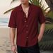 Cross-border Foreign Trade Men's Casual Button-sleeve Shirt Top_viptrois.com