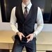 Men's Clothing Double Breasted Suit Collar Waistcoat Retro Business Casual Solid Color Slim Fashionable Vest_viptrois.com