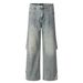 Men's Clothing Retro Washed Old Wide Leg Jeans Men And Women Street Loose Straight Design Pants_viptrois.com