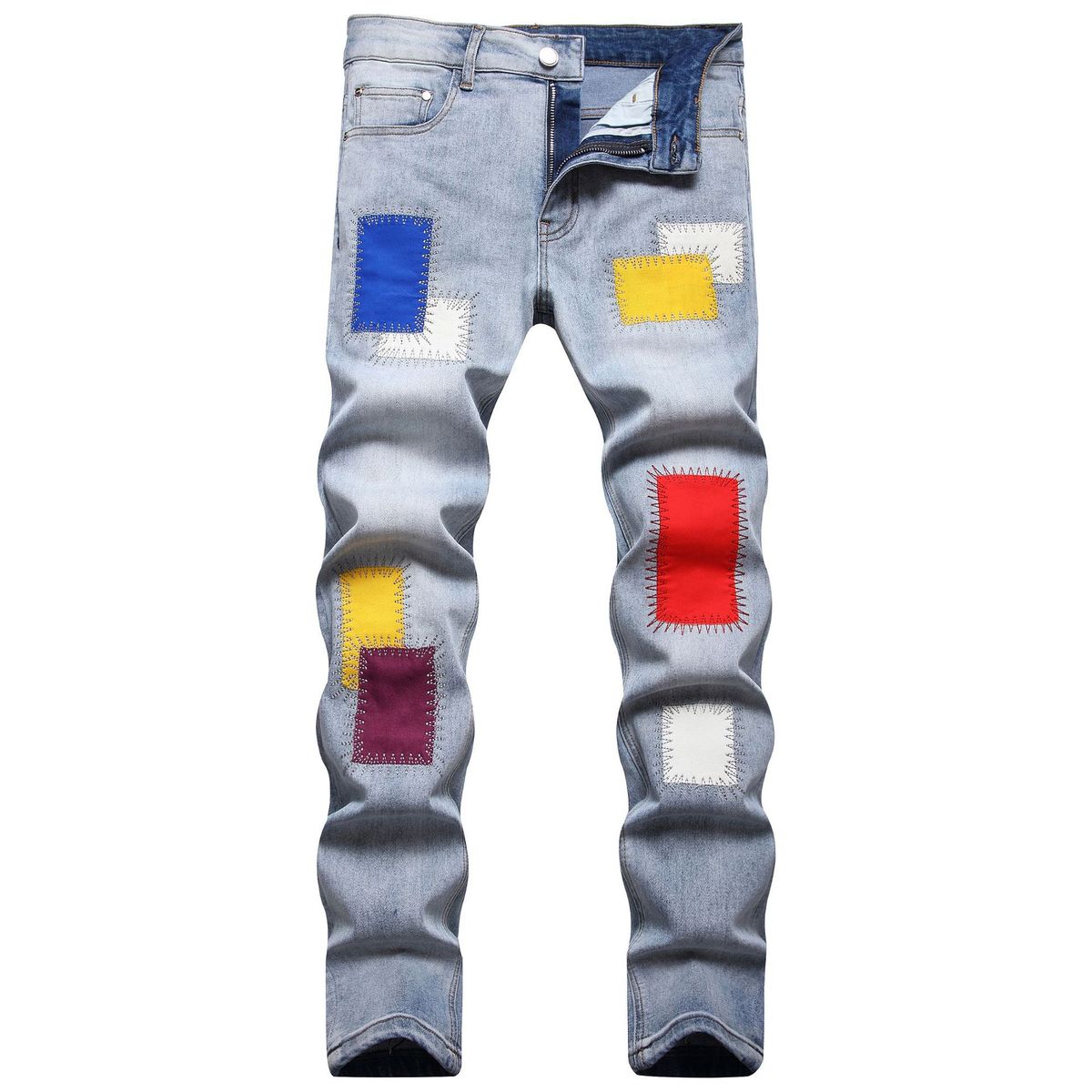 Men's trendy denim trousers fashionable jeans_viptrois.com