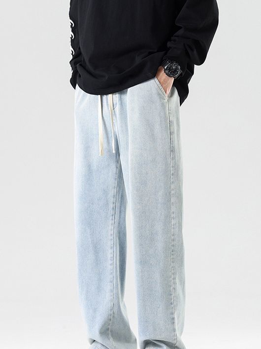 Men's Clothing Retro Drape Loose Straight Pants Men's Casual Wide Leg Trousers_viptrois.com