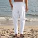 Men's Loose Casual Sports Pants Retro Breathable Linen With Coconut Tree Print_viptrois.com