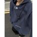 New Autumn And Winter Patchwork Stand Up Collar Hoodie With Trendy Temperament, Fashionable Design Sense, Versatile Loose Top_viptrois.com