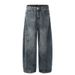 Men's Clothing Distressed Washed Scimitar Wide Leg Jeans For Men And Women Loose Drape Trendy Long Trousers_viptrois.com