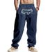 Men's Clothing Men's Linen Loose Wide Leg Hip Hop High Street Trend Washed Embroidery Jogging Casual Sports Trousers_viptrois.com