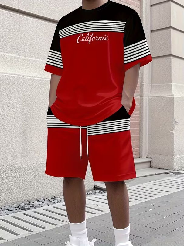 Men's 3D Printed Short Sleeve Shirt And Shorts Set - Casual Comfort Outfit With Bamboo Cotton Blend_viptrois.com