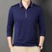 New Men's Half Zip Polo Shirt, Spring and Autumn Long Sleeved T-shirt, Men's Minimalist Business Youth Loose Fit, Oversized Dad's Outfit_viptrois.com