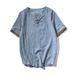 Men's Clothing Linen Cotton Thin Short Sleeved T Shirt_viptrois.com