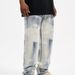 Men's Clothing Retro Straight Loose Washed Tie Dyed Straight Zipper Jeans Casual Trendy Men's_viptrois.com
