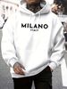 Men's Autumn And Winter Casual Fashionable Loose Hooded Sweatshirt MILANO ITALIA Pattern Printed Warm Long Sleeved Pullover_viptrois.com