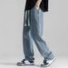 Men's Straight Leg Jeans Summer Lightweight Loose Fit High Waist Casual Trousers With Drop Crotch & Tapered Hem_viptrois.com