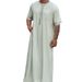 Men's Clothing Turkish Men's Robe Solid Color Loose Button Shirt Men's Robe Thobe_viptrois.com