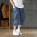 European Size Summer Seven-Point Youth Men's Pure Cotton Straight Casual Cargo Pants_viptrois.com