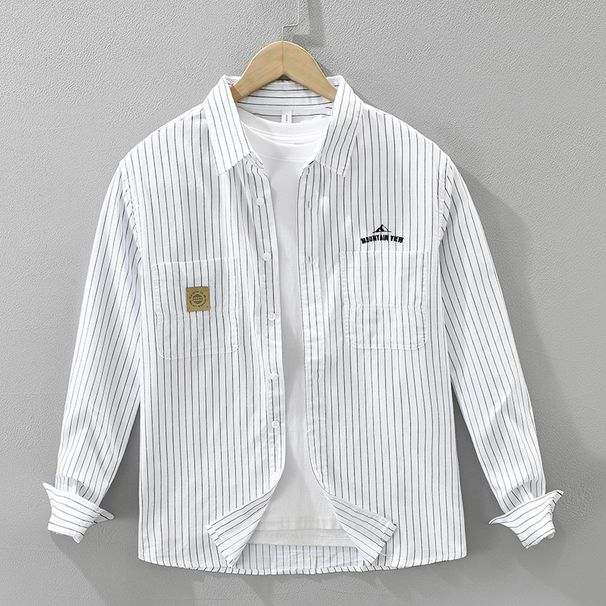 New Striped Long Sleeved Shirt For Men, Fashionable And Versatile, Artistic And Casual Loose Top_viptrois.com