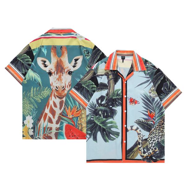 Men's Clothing Vintage Oil Painting Retro Baman Print Shirt Men's Trendy Hong Kong Style Couple Short Sleeved Lazy Shirt Women_viptrois.com