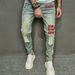 New Autumn Men's Jeans Casual Perforated Letter Slim Fit Small Foot Elastic Pants_viptrois.com