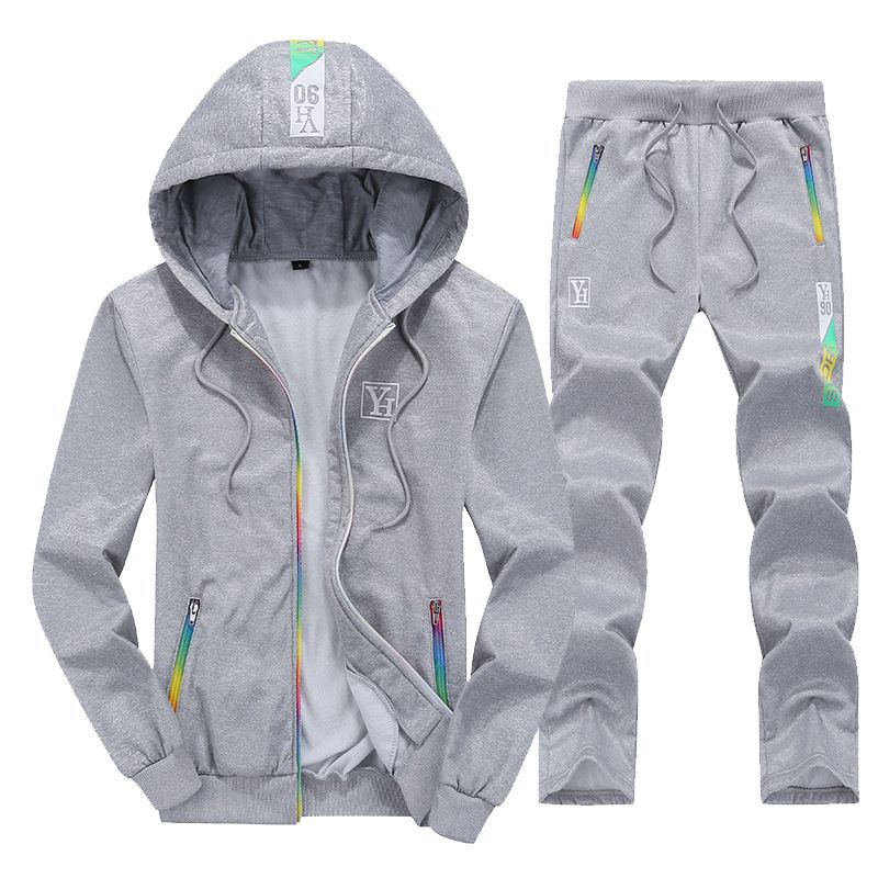 "Men's 2-Piece Zip-Up Hoodie Set – Trendy Streetwear Pullover & Pants With Stand Collar (Black/Grey/Navy) – Sizes M-4XL"_viptrois.com