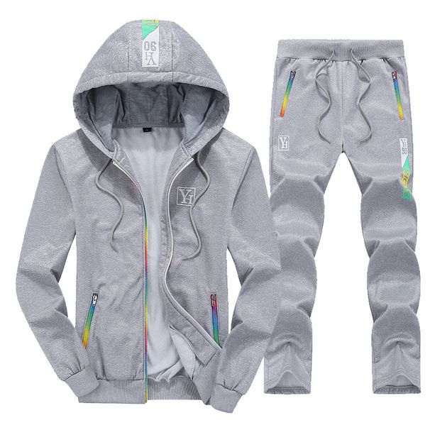 "Men's 2-Piece Zip-Up Hoodie Set – Trendy Streetwear Pullover & Pants With Stand Collar (Black/Grey/Navy) – Sizes M-4XL"_viptrois.com