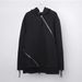 Dark Aesthetic Men's Hooded Zip-Up Sweatshirt With Asymmetrical Design, Fleece-Lined, Oversized Fit, Streetwear Fashion_viptrois.com