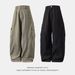 Men's Autumn 3D Patch Pocket Overalls With Stripes And A Scimitar Silhouette, American Style Loose Trousers_viptrois.com