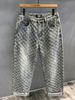 European And American Foreign Trade Pants, High Street Instagram Trendy Brand Jacquard Full-print Design Jeans, Men's Loose Wide-leg Pants, Trendy_viptrois.com