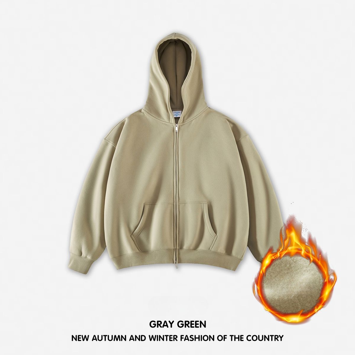 Dual-Zip Fleece Hoodie – 350GSM Heavyweight Streetwear Jacket With Brushed Lining (M-XXL, 6 Colors)_viptrois.com