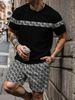 Summer New Men's Casual Fashion Sporty Trend Crew Neck T-Shirt Short Sleeve Shorts Set_viptrois.com