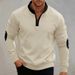 Men's Casual Half-Zip Fleece Pullover Sweatshirt With Stand Collar, Loose Fit, Color Block Design, Long Sleeve Winter Hoodie For Autumn & Winter_viptrois.com