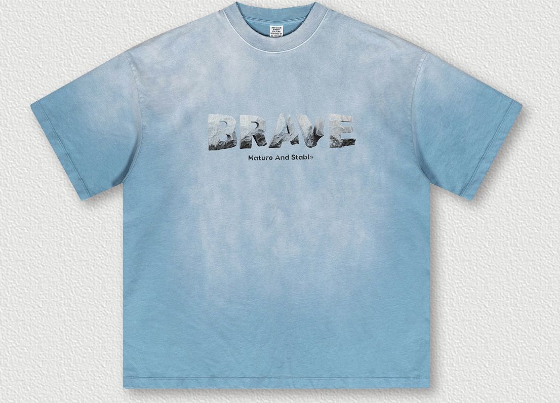 Men's Clothing Summer American Fashion Brand Heavy Tie Dye Washed Old T Shirt Street Style Letter Short Sleeved T Shirt Men_viptrois.com
