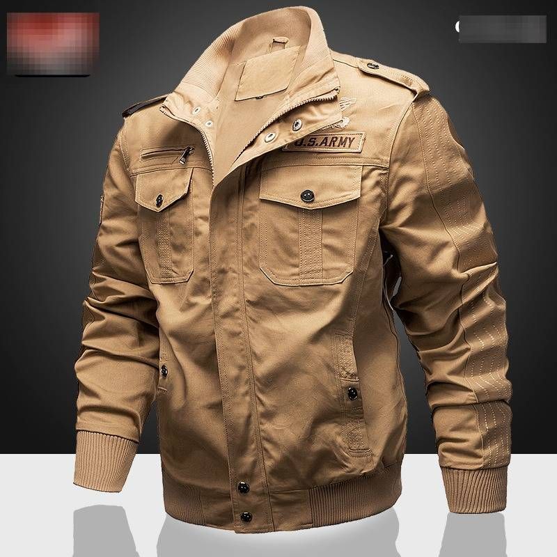 2025 Spring And Autumn Tooling Men's Jacket Casual Stand-up Collar Badge Embroidered Large Size Jacket Men_viptrois.com
