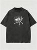 Vintage Skeleton Animal Graphic 230G Washed Cotton Oversized T-Shirt Men's Casual Luxury Short Sleeve Summer Tee_viptrois.com