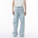 Men's Clothing Four Season Washed Light Blue All Match Straight Commuter Casual Jeans_viptrois.com