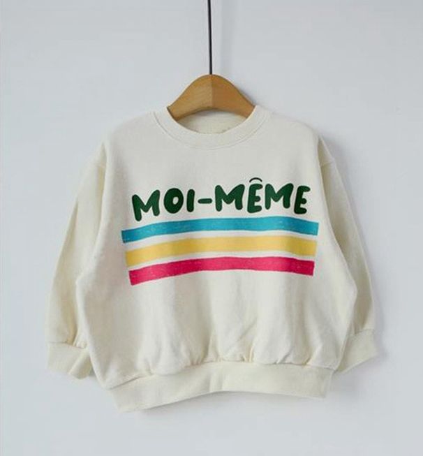 Ready To Stock Spring New Children's Casual Tops For Small And Medium Children Cartoon Letters Wide Printed Loose Loop Pullover Sweatshirt_viptrois.com