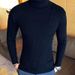 Loom Source Men's Solid Color Vertical Striped Slim Fit Base High Neck Knitted European And American Style_viptrois.com