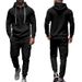 Men's Fleece Lined Casual Suit Autumn Winter Hooded Sweatshirt Long Cuffed Trousers Sportswear Set_viptrois.com