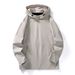 Men's Reversible Hooded Jacket – Lightweight Windproof Design, Breathable Polyester, Minimalist Streetwear (Beige/Black/Charcoal)_viptrois.com