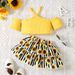 Hot Selling Girls European And American Solid Color T Shirt Sunflower Cake Skirt Suit_viptrois.com