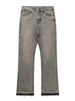 Men's Clothing Version Of The Washed Hem Tassel Slightly Flared Grey Jeans Retro High Street Vibe Style Men's Trend_viptrois.com