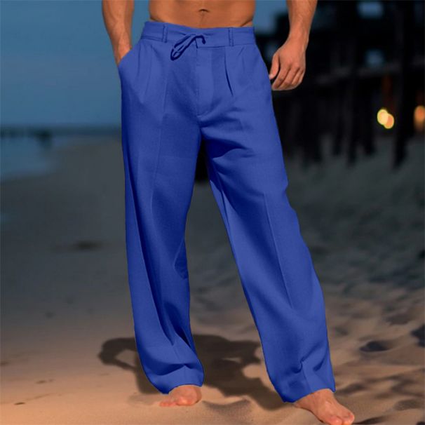 Men's Clothing Summer Beach Pants Front Pocket Solid Color Comfortable Breathable Casual Daily Vacation Basic Style_viptrois.com