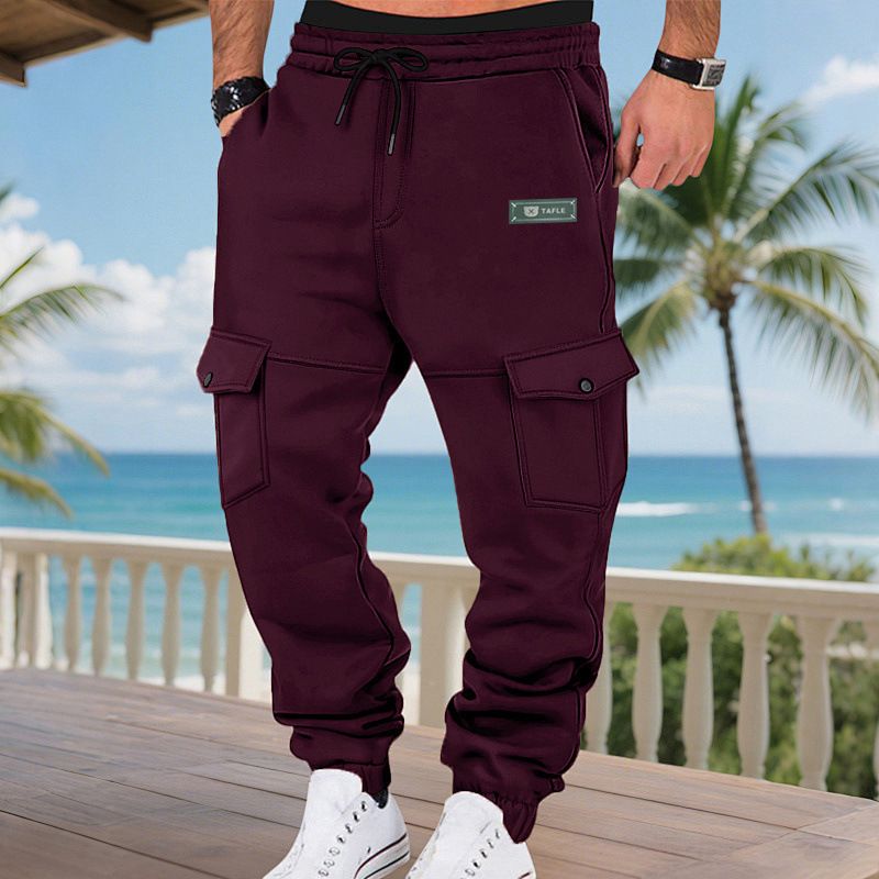 Heavyweight Workwear Pants - Winter-Ready Relaxed Fit Men's Cargo Trousers With Reinforced Stitching For Casual & Outdoor Activities_viptrois.com
