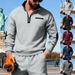 Men's Thickened Fleece Lined Half Zipper Sweatshirt Autumn Winter American Style Loose Stand Collar Color Block Casual With Pocket_viptrois.com