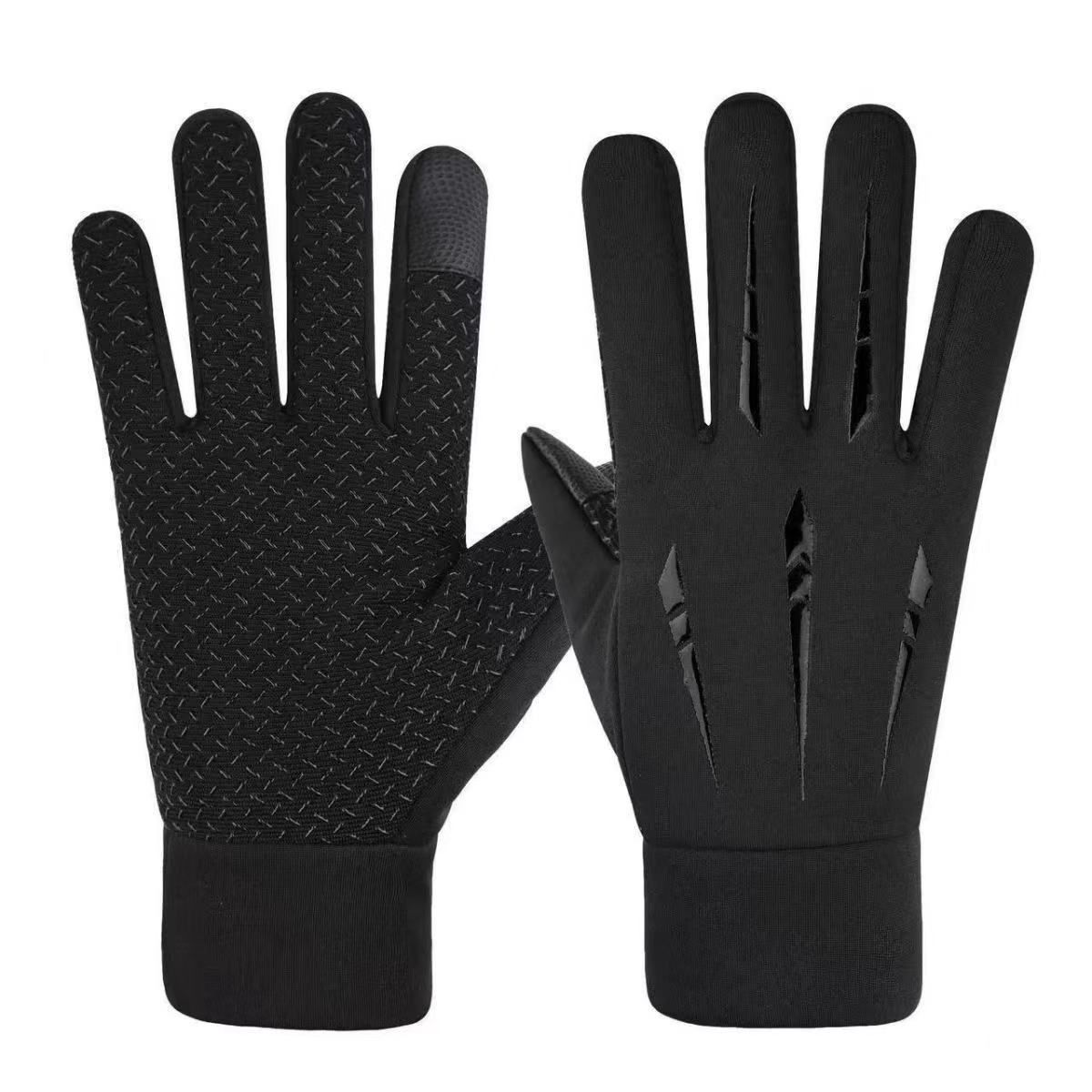 Cycling Gloves Winter Outdoor Men's Warm Gloves Sports Outdoor Riding Motorcycle Windproof Cycling Thickened Velvet Gloves Touch Screen_viptrois.com