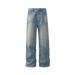 Men's Clothing Retro Washed Cat Whisker Clean Fit Straight Wide Leg Jeans Trendy Men And Women Loose Casual Trousers_viptrois.com