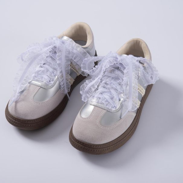Ballet Style Pearl Bow Lace Fungus Ruffle Shoelaces Suitable For Ballet Shoes T Head_viptrois.com