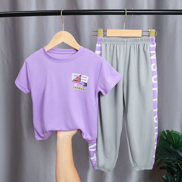 Mother & Kids children's sports suits for boys and girls students casual short-sleeved trousers quick-drying sports pants trendy children's clothing_viptrois.com