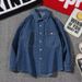 Light Ripe Style Spring And Autumn Clothes Top Korean Loose Long-sleeved Shirt Men's Trend Washed Denim Shirt_viptrois.com