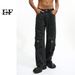 EF JEANS | 2023 European And American Street Multi-pocket Splicing Design Wide-leg Tooling Denim Trousers Straight Versatile_viptrois.com