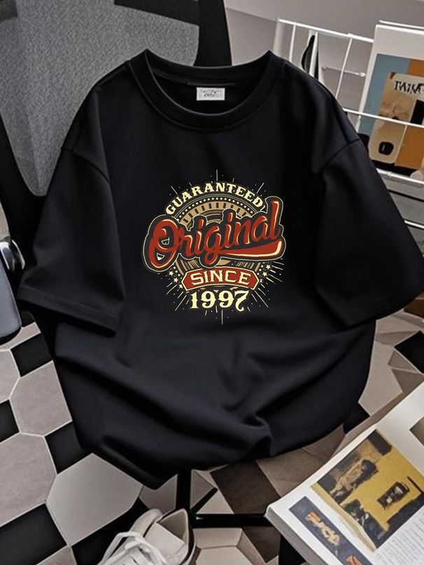 Birthday Original Since 1997 Men's T-Shirt Stretched Casual Summer Versatile Top For Everyday Wear Breathable Slightly Designer Clothes Streetwear_viptrois.com